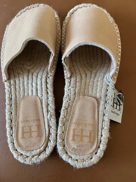 Haute Hippie Shoes - Haute Hippie Beige Suede Espadrille Slide Sandals